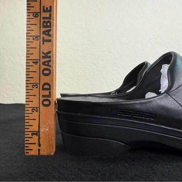 Mephisto Satty Clog Black Slip On Full Grain Leather Wedge Mules Size 41 - Picture 15 of 15